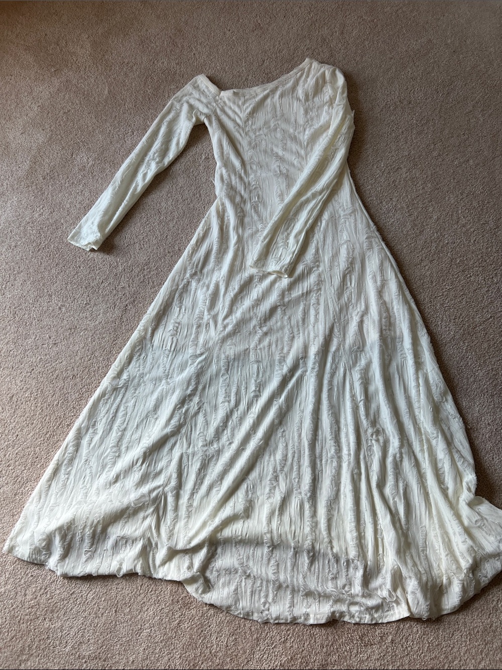 Women's Long Sleeve Ivory Maxi Dress